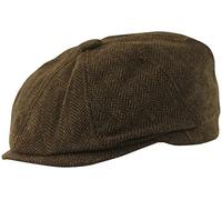 Hawkins Collection Herringbone Bakerboy Cap in Brown, Size: Large (59cm)