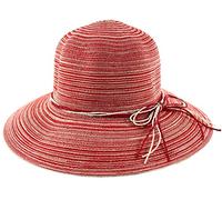 Hawkins Collection Wide Brimmed Straw Hat with String Band - Red, Medium (57cm)
