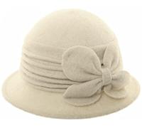 Hawkins Collection Wool Vintage Bow Hat in Cream, Size: Medium (57cm)