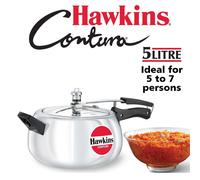 Hawkins Contura 5 Litre Pressure Cooker, Handi Cooker, Silver (HC50)