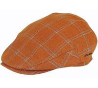 Hawkins Cotton Checked Flat Cap - Orange, Large (60cm)