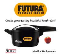 FUTURA Pressure Cooker, Aluminum, Black, 5-Litre