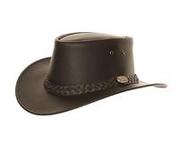 Hawkins Headwear Australian Style 100% Genuine Leather Cowboy Bush Hat/Black or Brown/S M L XL (Medium (58cms), Black)