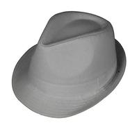 Hawkins Plain Cotton Trilby hat Black or White (58cm, Light Grey)