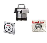 Hawkins Silver Stainless Steel,Rubber,Aluminium Vent Weight Safety Valve Bundle/Set Of Hawkins Gasket Whistle A10-09,B10-10 H10-20 For Classic/Contura&2 To 3 L Pressure Cookers - Set Of 3,3 Liter