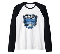 Hawkins State Park Wisconsin Camping Hiking Nature Outdoors Raglan Baseball Tee