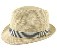 Hawkins Straw Trilby with Blue Banding in Natural, Size: Medium (57cm)