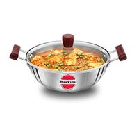 Hawkins Tri-Ply Stainless Steel Induction Compatible Deep Kadhai (Deep-Fry Pan) with Glass Lid, Capacity 4 Litre, Diameter 28 cm, Thickness 3 mm, Silver (SSK40G)
