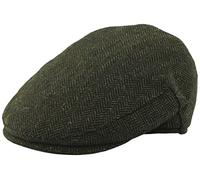 Hawkins Wool Herringbone Flat Cap in Green, Size: Large (59cm)