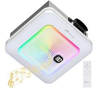 Hawkrown Bathroom Exhaust Fan with Bluetooth Speaker, 230 CFM 1.0 Sone, Ventilation Fan, 3 Dynamic Light Modes, 7 LED Colors, 3 Color Temperatures, Night Light, Sync