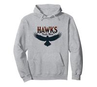 Hawks Tuah Men Soaring Spirit Vintage Emblem Hawk Tush Pullover Hoodie, Adult Unisex, Heather Grey, L