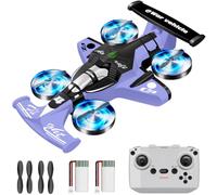 HAWK'S WORK 2-in-1 F1 Flying Car Drone, RC Stunt Toy Indoor Outdoor (Pink)