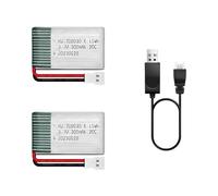 HAWK'S WORK 2 Pcs 3.7V Lipo Battery, 300 mAh Rechargeable Lithium Polymer Battery for RC Plane Helicopter Drone All Models & Toys (XH2.54 Connector)