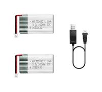 HAWK'S WORK 2 Pcs 3.7V Lipo Battery, 300 mAh Rechargeable Lithium Polymer Battery for RC Plane Helicopter Drone All Models & Toys (PH1.25 Connector)