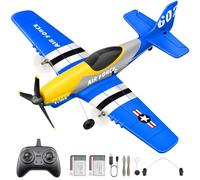 HAWK'S WORK 3 Channel RC Plane P-51D Mustang, Remote Control Airplane Ready to Fly, 2.4GHz 6-axis Gyro Stabilizer, Easy to Fly for Kids & Beginners