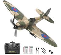 HAWK'S WORK 3 Channel RC Plane Spitfire Fighter, Remote Control Warbird Ready to Fly, 2.4GHz 6-axis Gyro Stabilizer, Easy to Fly for Kids & Beginners
