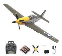 HAWK'S WORK RC Plane P-51D Mustang 500mm, 4 Channel Remote Control Warbird RTF, Brushless Motor 6-axis Gyro 3 Flight Modes, Easy to Fly for Beginners Boys & Adults