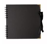 Hawksbill Black Scrapbook Photo Album 60 Pages - 31cm x 31cm Black Scrap Book Spiral Bound Wedding Picture Album 180gsm Memory Book Ideal for Photos Souvenirs & Memories