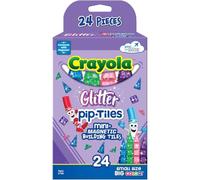 Hawksbill Crayola Glitter Mini Magnetic Building Tiles - 24 Pieces Set | Compatible with Most Brands with Strong Magnets | Ages 3+ | Perfect Travel & Gift Toy