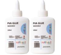 Hawksbill Washable PVA Glue 120ml - Non-Toxic Glue for Arts Crafts & Classrooms CE Certified Ideal for Schools & Creative Projects (Pack of 2)