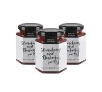 Hawkshead Strawberry and Rhubarb Jam | 3 x 220g Jars | Soft Jam with a Punch of Rhubarb & Redcurrant | Vegan, Vegetarian, Gluten-Free