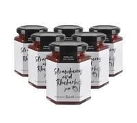 Hawkshead Strawberry and Rhubarb Jam | 6 x 220g Jars | Soft Jam with a Punch of Rhubarb & Redcurrant | Vegan, Vegetarian, Gluten-Free