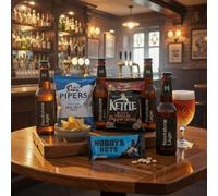 Hawkstone Lager Beer Gift Hamper with Chilli Pub Snack Pack, 4 x 330ml Bottles of 4.8% Lager