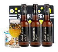 Hawkstone Lager Gift Set with Beerhunter Glass & Mr Filbert's Snacks | Premium Beer Gift Set for Men, Dad, Birthdays, Father's Day & Christmas