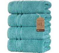Hawmam Linen Teal Turquoise Hand Towels 4 Pack Turkish Cotton Premium Quality Soft and Absorbent Small Towels for Bathroom