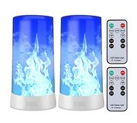 Hawofly LED Flame Effect Light,USB Rechargeable Flameless Candles, Led Blue Fireplace Light with Timer and Remote, Lantern Lights Outdoor Flame for Bedroom Bar Party Home Decor
