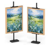 Hawofly Tabletop Easel,Height Adjustable Picture Frame Stand,Up to 24.8" H,Poster Stand for Display,Art Display Easel for Signs,for home, artwork, events, shops, canvas displays (Black 2pcs)