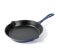 HAWOK Cast Iron Enameled Skillet, Frying Pan, DIA.10 inch, with Handle Cover, Blue