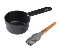 HAWOK Cast Iron Melting Pot, Sauce Pan with Brush, Dia.3.9", 8.8oz, Pre-Seasoned