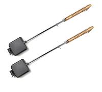 HAWOK Cast Iron Square Pie Iron with Stainless Steel and Wooden Handle set of 2……