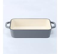 HAWOK Enameled Cast Iron Rectangle Lasagna/Roasting Pan Gray
