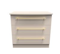 Welcome Furniture Ready Assembled Waltham 3 Drawer Chest - Kashmir Matt, Cream