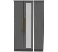 Haworth Grey 3 Door Tall Triple Wardrobe - 1 Mirror