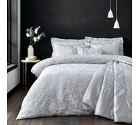 Haworth Jacquard Floral Duvet Cover Quilt Set with Pillowcase Portfolio Home Silver Single