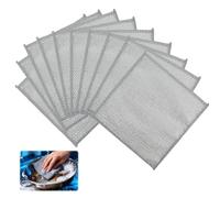 Hawpasy 10PCS Wire Dishwashing Rag 20x20 cm Double Layer Wire Dishwashing Cloths Stainless Steel Wire Dish Cloths for Washing Up Non Scratch Scourers Steel Wool Cleaning Cloth