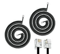 Hawpasy 2PCS Telephone Phone Handset Cable Cord, Telephone Cable Cord Black Coiled RJ9/RJ10/RJ22 4P4C, Telephone RJ9 Coiled Phone Cable Handset Cable Cord for Landline Phones Handsets and Extension