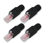 Hawpasy 4PCS Tool-Free RJ45 Connectors Toolless Cat6 Modular Plug Gold Plated Modular RJ45 Plugs, Easy-to-Install Ethernet Plug Ends for Solid and Stranded Cable, No Crimping Tool Needed Black