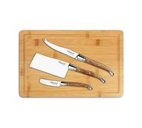 Hâws Laguiole By Hâws cheese knife set with cutting board 4-piece Bamboo-olive wood-stainless steel