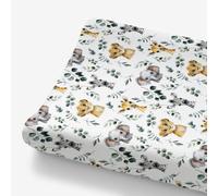 HawSkgFub African Safari Jungle Animals Eucalyptus Leaf Changing Pad Cover Baby Girls Boys, Giraffe Elephant Lion Zebra Diaper Change Table Sheet, Stretchy Safe Snug Fitted Changing Mat 32