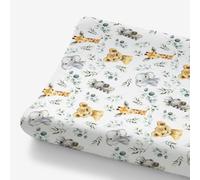 HawSkgFub African Safari Jungle Animals Eucalyptus Leaf Changing Pad Cover Baby Girls Boys, Giraffe Elephant Lion Zebra Diaper Change Table Sheet, Stretchy Safe Snug Fitted Changing Mat 32