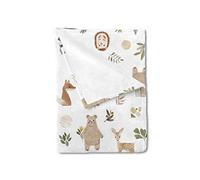 HawSkgFub Woodland Animal Baby Blanket Boy Girl Gift Neutral, Boho Forest Bear Deer Fox Owl Flannel Fleece Nursery Bed Swaddle Receiving Blankets, Soft Toddler Infant Newborn Kids Crib Bedding 30 x 40