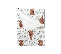 HawSkgFub Baby Toddler Boy Girl Highland Cow Eucalyptus Leaves Neutral Blanket Gift, Nursery Farm Animal Flannel Fleece Swaddling Blankets, Western Yak Soft Newborn Baby Shower Kids Crib Bedding 30x40