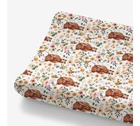 HawSkgFub Highland Cow Boho Floral Changing Pad Cover for Baby Girls, Western Farm Animal Retro Flower Diaper Change Table Covers, Soft Stretchy Safe Snug Fitted Changing Mat Sheet Fit 32