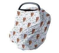 HawSkgFub Highland Cow Eucalyptus Leaf 5-in-1 Car Seat Cover for Baby Boy Cow Lover Gift, Western Cowboy Privacy Breastfeeding Nursing Cover, Newborn Infant Multi-use Carseat Canopy Carrier