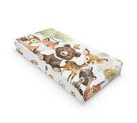 HawSkgFub Woodland Animal Friends Changing Pad Cover for Baby Girl Boy, Natural Forest Deer Bear Fox Owl Diaper Change Table Covers, Soft Stretchy Safe Snug Fitted Changing Mat Sheet Fit 32"/34" x 16"