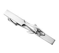 HAWSON 2.2 Inch Men's Oceanic Shark Tie Clip Silver Tie Bar for Wedding, Yachting Events, Business Marine Predator Groomsmen Accessories & Professional Gifts